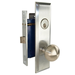 Marks New Yorker 9NY10DW/26D, Right Hand Satin Chrome Mortise Lock Knob Vestibule Function Always Locked Storeroom Latch Only Lockset, Screwless Knobs Thru Bolted Lock Set