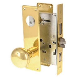 Arrow AM11HTG03-LH Polished Brass US3 Entry Mortise Knob Lockset With Escutcheon Plate