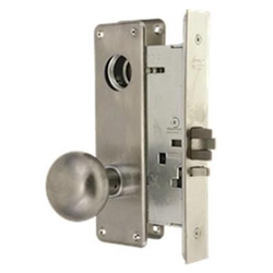 Arrow AM12HTG26D-LH Satin Chrome US26D Storeroom Mortise Knob Lockset With Escutcheon Plate
