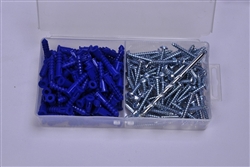 Starborn, ANK10, 100 Pack #10 - 12 Anchors, Screws 10 x 1" Phillips, Plastic Ribbed Anchor Kit