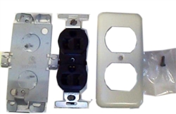 Bowers, B-34243-G, Ivory Metal, Grounded Duplex Receptacle, Outlet Kit, For B300 Or B400 Raceway