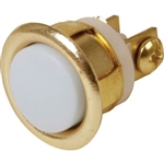 Lee Electric 205B Gold Brass 5/8" Wired Unlighted Insert Flush Chime Low Voltage Push Button With White Button For Bell