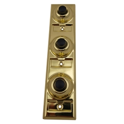 Lee Electrical, BC208B, Polished Brass, Wired Classic 3 Gang Family Unlighted Black Push Buttons For Bells