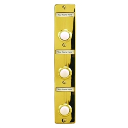 Lee Electric, BC269LG, Gold, Wired Triple Lighted Push Button With Name Plate, 7-9/16" X1-3/8" For Bell