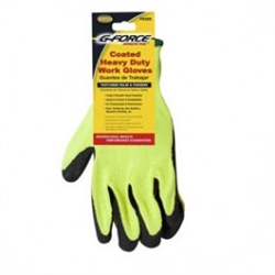 G-FORCE CONTRACTOR TOUGH BG-325 Black Coated Hi-Visibilty Knit Work Gloves Heavy Duty.