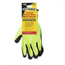G-FORCE CONTRACTOR TOUGH BG-325 Black Coated Hi-Visibilty Knit Work Gloves Heavy Duty.
