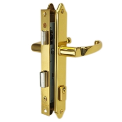 Wright VT057JR2US3 VFA2-003 Polished Brass US3 Finish Double Cylinder Narrow Style Vermont Junior Mortise Lock Set BACKSET 7/8" FACE PLATE 7-1/2" X 3/4"