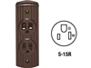 Leviton, C20-05238-000, Brown, Double Ground Surface Outlet Receptacle Duplex, NEMA 5-15R, 15 Amp 125 Volt