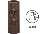 Leviton, C20-05238-000, Brown, Double Ground Surface Outlet Receptacle Duplex, NEMA 5-15R, 15 Amp 125 Volt