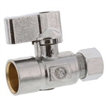 Aqua Plumb C3717 1/4" Turn Ball Straight Valve With 5/8" Sweat To Connector 3/8" Compression