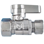 Aqua Plumb C3718 1/4" Turn Ball Straight Valve With 1/2" FIP To Connector 3/8" Compression