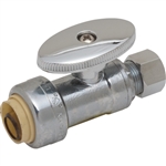PipeBite, CC10170, 1/2" x 3/8" Compression, Lead Free Straight Speedy Stop Valve, (Sharkbite Like) Push Fit Fittings For Use With Copper Tubing CTS, CPVC & Pex With Integral Tube Liner Included