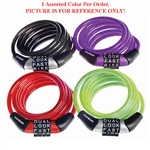 Wordlock CL-510-A1 6mm x 4' FT 4 Dial Combination Cable Lock 1 Assorted Color Per Order