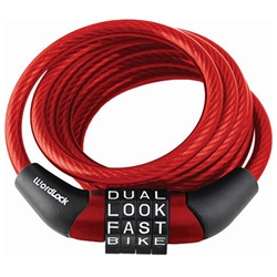 Wordlock CL-562-AS 6mm x 4' FT 4 Dial Combination Cable Lock 1 Assorted Color Per Order (Black, Red & Purple)