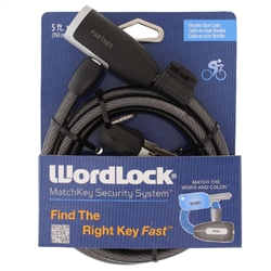 Wordlock CL-593-BK Black 10mm x 5' FT Match Key Cable Bike Lock