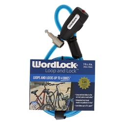 WordLock CL-604-A1 Loop'N Lock Bike Lock 10mm x 7' FT Match Key Cable Lock 1 Assorted Color Per Order (Black & Teal)
