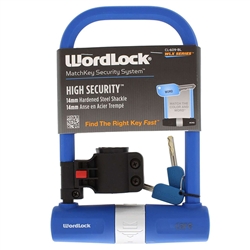 WordLock CL-609-BL Matte Blue WLX Series 8" Match Key U Lock Bike Lock