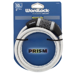 Wordlock CL-653-AS 10mm x 5' FT Combination Cable Lock Resettable 1 Assorted Color Per Order (Prism Silver, Camo Green & Pink Camo)