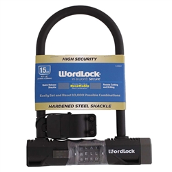 WordLock CL-656-GY Matte Gray 8" Combination Resettable 4 Dial U Lock Bike Lock