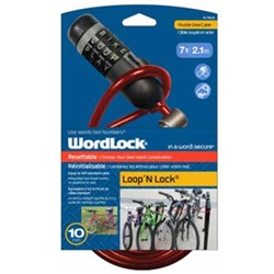 Wordlock CL-739-AS 10mm x 7' FT Combination Loop'n Lock Cable Resettable 1 Assorted Color Per Order (Black, Red & Blue)