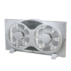 Comfort Zone CZ310R 9 Inch Reversible Twin Dual Blade Window Fan with Full Function Remote Control - White