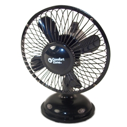 Comfort Zone CZ5USBBK Black 5" Mini Oscillating Desk Fan Powered By USB or 4 x AA Batteries, Dual Powered