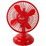 Comfort Zone CZ5USBRD Red 5" Mini Oscillating Desk Fan Powered By USB or 4 x AA Batteries, Dual Powered