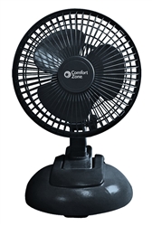 Comfort Zone, CZ6XMBK, 1 Fan 6", Black, 2 in 1 Clip on or Desk Style Fan