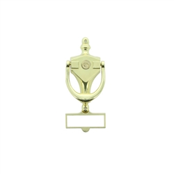 Ultra 43103 Polished Brass Door Knocker With Name Plate & Without Viewer