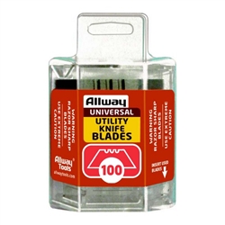 Allway, DSP100, 100 Pack, .025" Heavy Duty 3 Notch Utility Knife Blade, Fits All Utility Knives