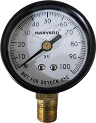 NEW HARVARD Pressure Gauge 1/4" MPT BOTTOM MOUNT 100lbs