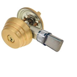 Arrow E41-03R Polished Brass US3 Grade 2 E Series Single Cylinder Deadlocking Deadbolt With 2-3/8" Drive In Backset