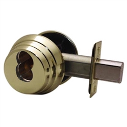 Arrow E61IC03 Polished Brass US3 Grade 2 E Series Single Cylinder Deadlocking Deadbolt With 2-3/8" Backset And IC Core Hole (CORE SOLD SEPERATELY)