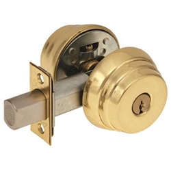 Arrow E62-03L Polished Brass US3 Grade 2 E Series Double Cylinder Deadlocking Deadbolt With 2-3/4" Backset