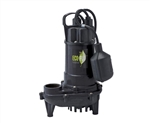 Eco-Flo ECFECD33W 1/3 HP CAST IRON SUMP PUMP W/ WIDE ANGLE SWITCH - FULLY SUBMERSIBLE - 1-1/2" FNPT DISCHARGE - NON-CLOGGING VORTEX IMPELLER PASSES 1/2" SOLIDS - 8' POWER CORD - UP TO 3300 GPH - MAXIMUM VERTICAL LIFT OF 31'