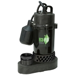 Eco-Flo ECFSPP33W 1/3 HP ANODIZED ALUMINUM/THERMOPLASTIC SUMP PUMP W/ WIDE ANGLE SWITCH - FULLY SUBMERSIBLE - 1-1/2" FNPT DISCHARGE (INCLUDES; 1-1/2" MNPT X 1-1/4" FNPT ADAPTER) - 8' POWER CORD - UP TO 3600 GPH - MAXIMUM VERITICAL LIFT OF 25'