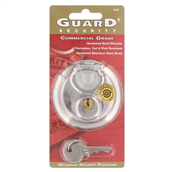 Guard 242 Stainless Steel 2-3/4" Wide Discus Padlock With Shrouded Shackle