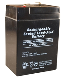 GLOBAL MFG, GB4-6, 6 Volt 4 Amps Rechargeable Sealed Lead Acid Battery