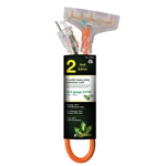 Go Green Power GG-15302 12/3 2' 3 Outlet Orange Heavy Duty Triple Tap Extension Cord Lighted End