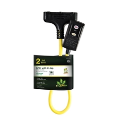 Go Green Power GG-12402 Portable GFCI 12/3 2 ft. Tri Tap Extension Cord
