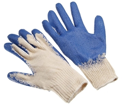 Tuff Stuff, GLV9627, 10 Pair Pack, Heavy Blue Plastic Dipped Palm Cotton Glove 24.5CM
