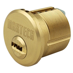 Maxtech (Like MUL-T-LOCK) Polished Brass 1-1/2" Mortise Cylinder With 2 Keys and Card 006 KEYWAY