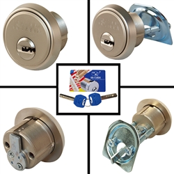 US-1 Lock (Like Mul-T-Lock) H1181515 Satin Nickel US32D Solid Rim/Mortise 1-1/8" Cylinder Combo (Interchangeable) With High Security 015 Keyway