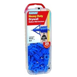 Plasplugs, HCF113US, 25 Pack, Heavy Duty Drywall Anchor, #8 Screws