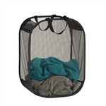 Honey-Can-Do HMP-03891 Black 18" x 11" x 24", Mesh Laundry Pop Up Hamper Basket With Carrying Handles