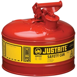 Justrite 7125100 Red 2.5 Gallon Justrite Type 1 Metal Gas Can