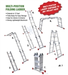 H.B. Smith Tools, L12FT, 12', Aluminum, Multi Positional Purpose Folding Ladder, 225 LB Duty Rating
