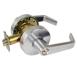 Em-D-Kay L40026 (Like Trans Atlantic DX-LSV53-R) Satin Chrome US26D Grade 2 Entry Commercial Cylindrical ADA Angled Lever Lockset With 2-3/4" Backset