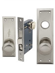 Maxtech or Em-D-Kay or Gotham (Marks 91A/26D-X Like) Wide Face Plate Right Hand Heavy Duty Satin Chrome Mortise Entry Lockset Surface Mount Screw-on Knobs, Lock Set