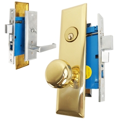 Maxtech (Marks Metro 116A/26D & 114A/3 Like) Left Hand, Satin Chrome & Brass, Heavy Duty Mortise Entry Lockset, Screwless Lever & Knob Thru Bolted Lock Set